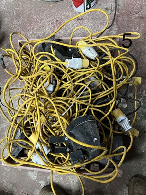 Lot 166 - Qty of 110v Cables and Lights (Not in Working...