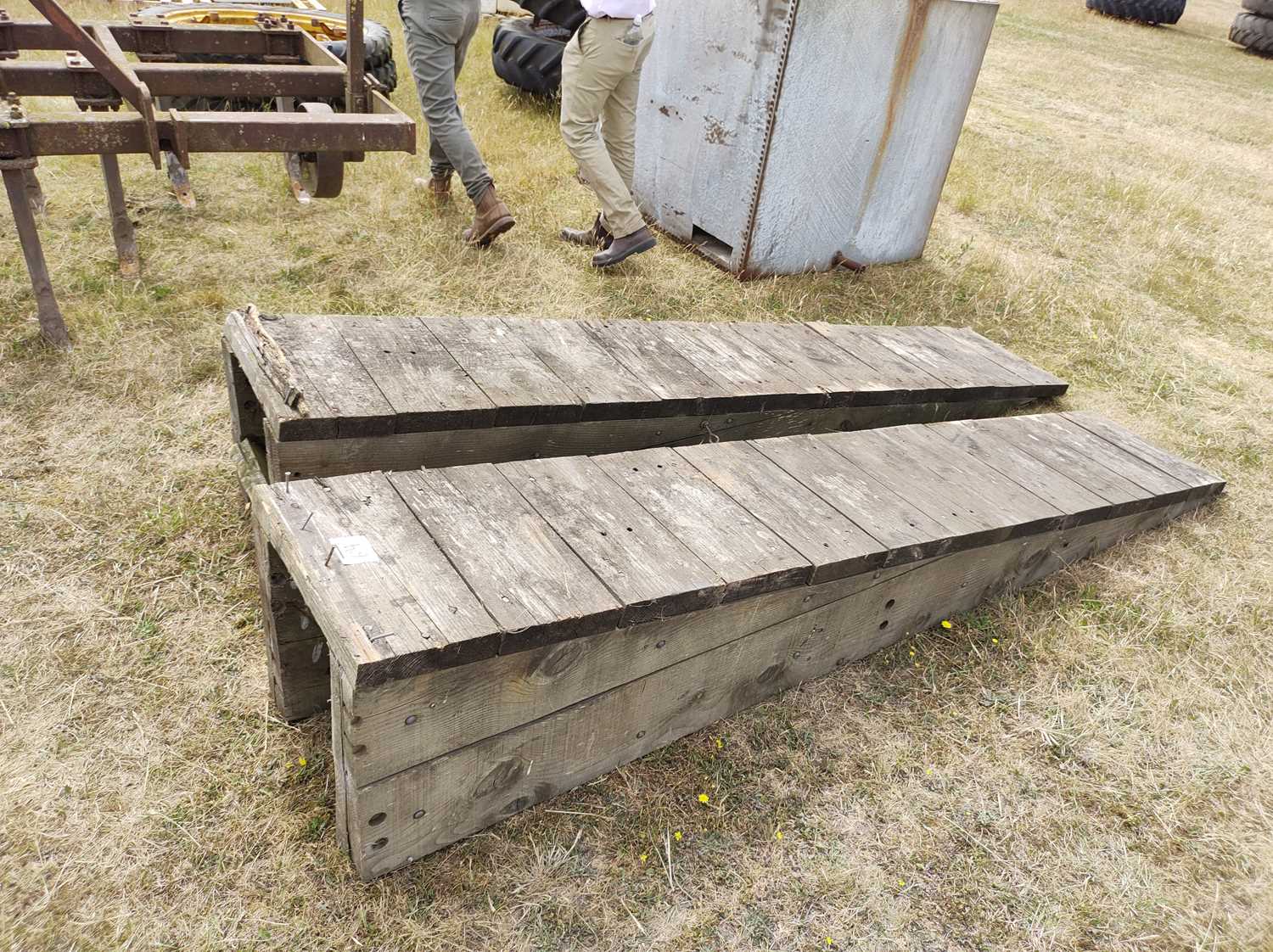 Lot 694 - Pair heavy duty wooden ramps 10ft long x 20"...