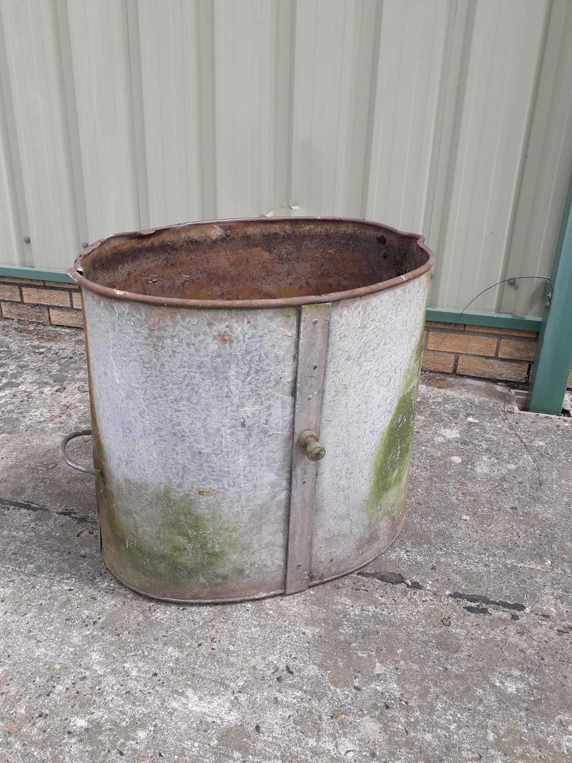 Lot 704 - Old galvanised water carrier butt