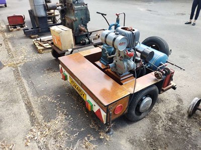 Lot 35 - Car Trailer with a Wolsley Air Pump (Located...