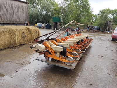 Lot 57 - 12 Row Webb Sugar Beet Drill (on trailer)