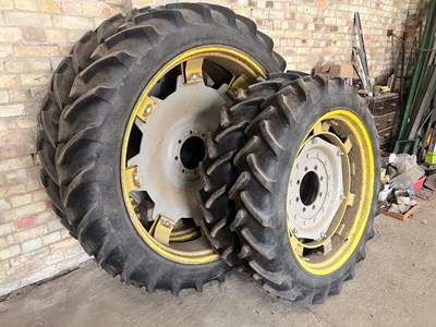 Lot 59 - Set of 4 row crop wheels. MF centres. 2 x...