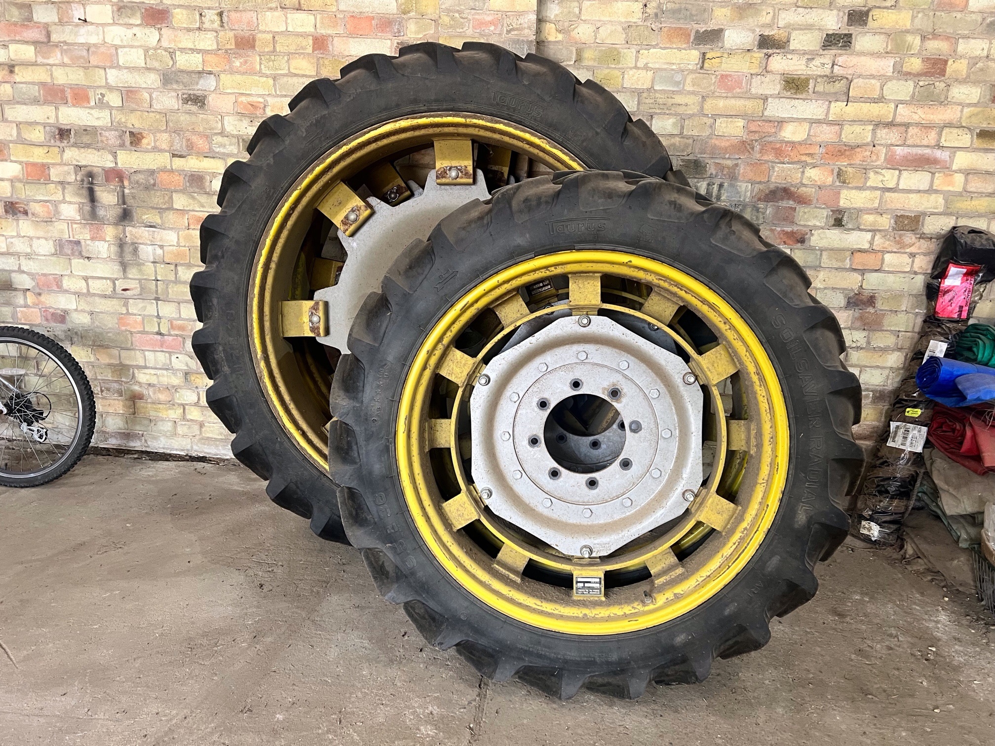 Lot 59 - Set of 4 row crop wheels. MF centres. 2 x