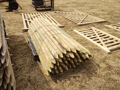 Lot 100 - 50 Machine Turned Fencing Stakes. 2.4m. New.