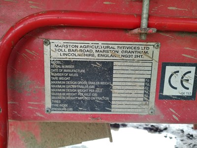 Lot 63 - 14t Marston Trailer with rollover sheet...