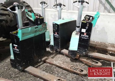 Lot 15 - 4 x Mitsubishi PBP15N2 battery pallet trucks...