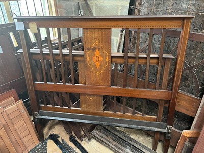 Lot 10 - Edwardian mahogany double bed headboard and...