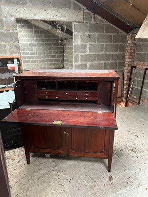 Lot 12 - Glass fronted bookcase with drop down desk...