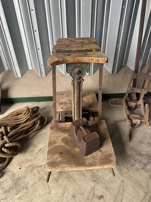 Lot 54 - Farm Scales & 56 lb Weight