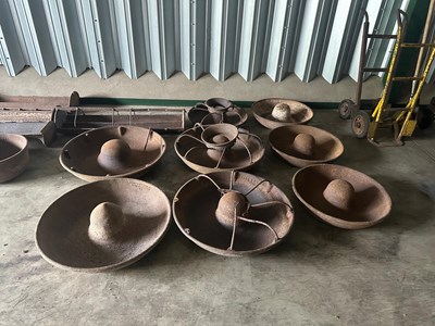 Lot 65 - 8 x Cast Iron Mexican Hat Pig Feeder Troughs