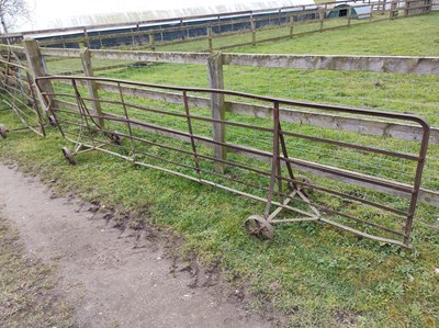 Lot 129 - 12ft Metal Sheep Hurdle on Wheels