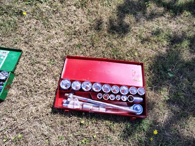Lot 19 - Socket Set (red box) 22mm - 50mm sockets and...