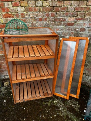Lot 225 - Mini Wooden Greenhouse with shelving unit with...