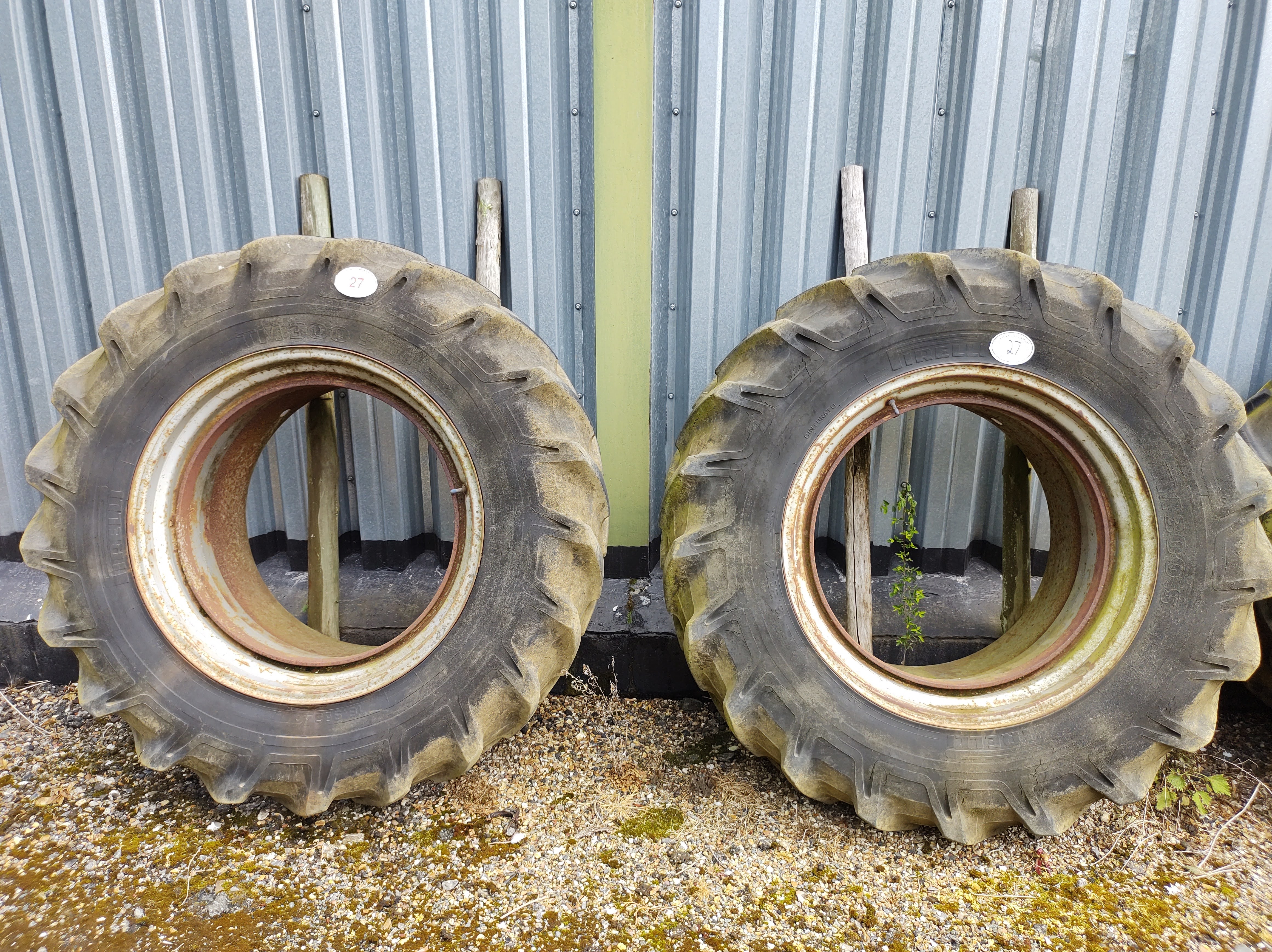 Lot 27 - Pair of Stocks Dual Rear Wheels with Clamps