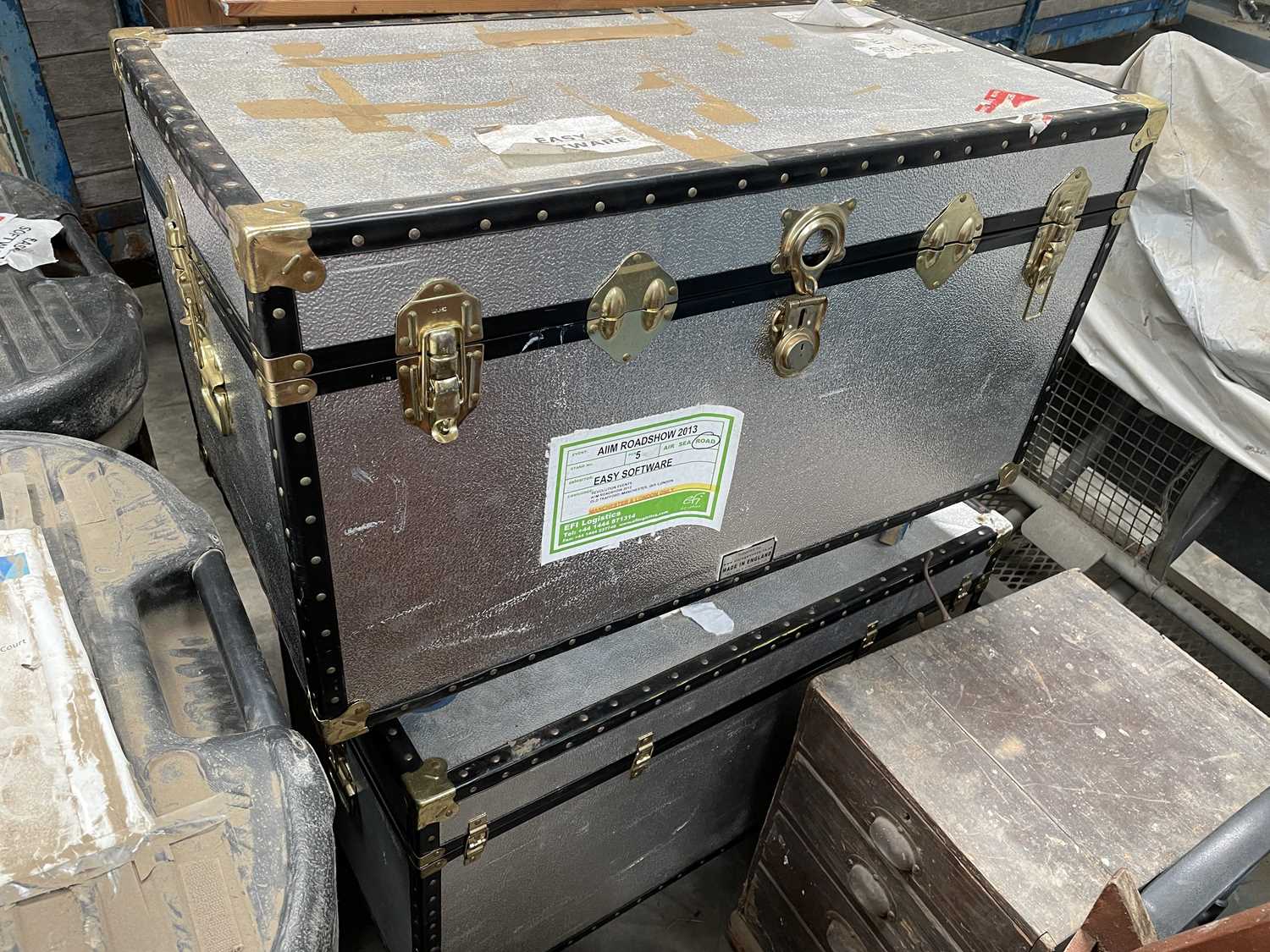 Lot 22 - 2x Metal Wheeled Trunks