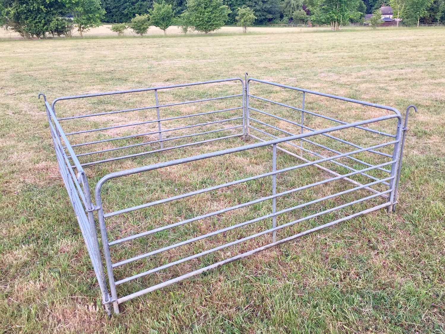 Lot 24 - 4x 8ft Galvanised Sheep Hurdles c/w Pins